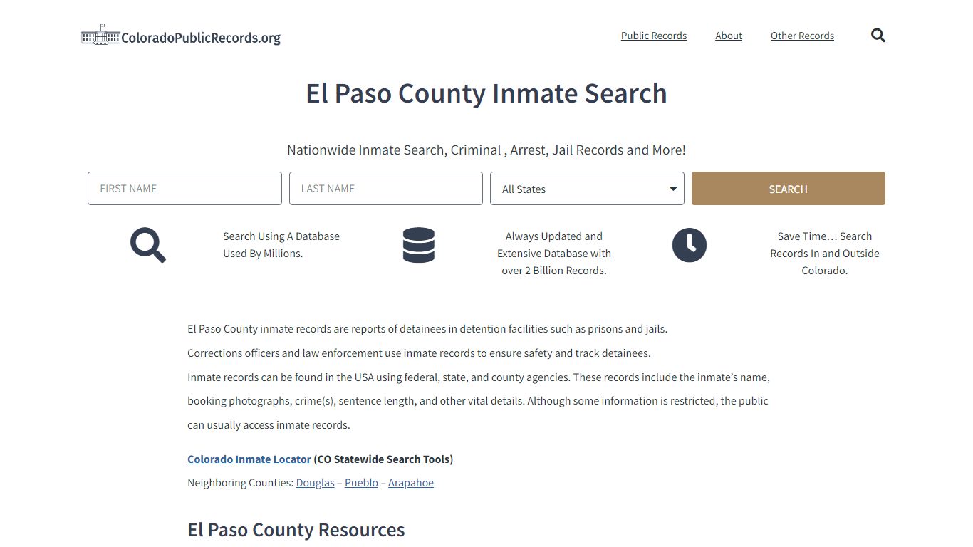 El Paso County Inmate Search - Current & Past EPCSD CO Jail Records